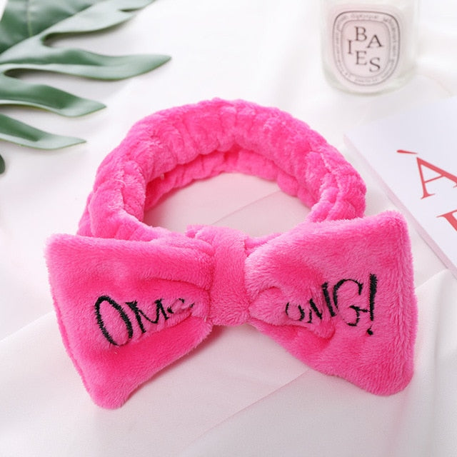 Soft Bow Headband For Women Letters "OMG"