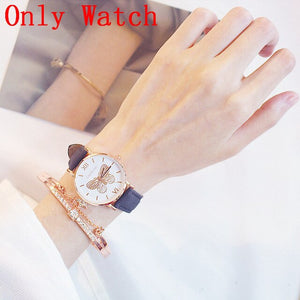 Leather Butterfly Bracelet Wristwatches