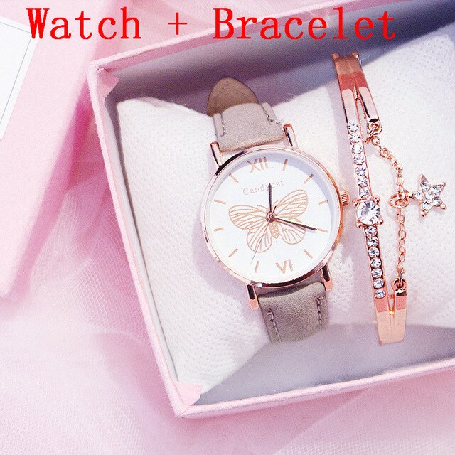 Leather Butterfly Bracelet Wristwatches